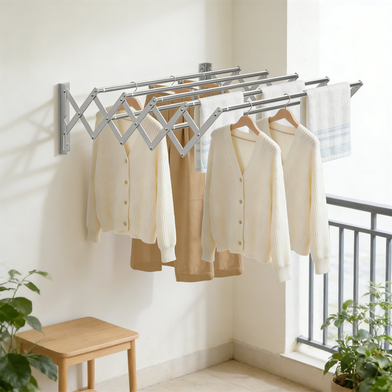 Metal Foldable Wall-Mounted Drying Rack, White