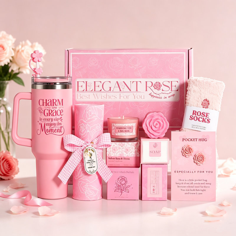 Pink Rose Themed Self-Care Gift Bundle
