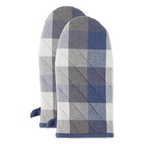 Nautica Home Red/Navy Plaid 100% Cotton Oven Mitts with Silicone Grip (Set of 2)