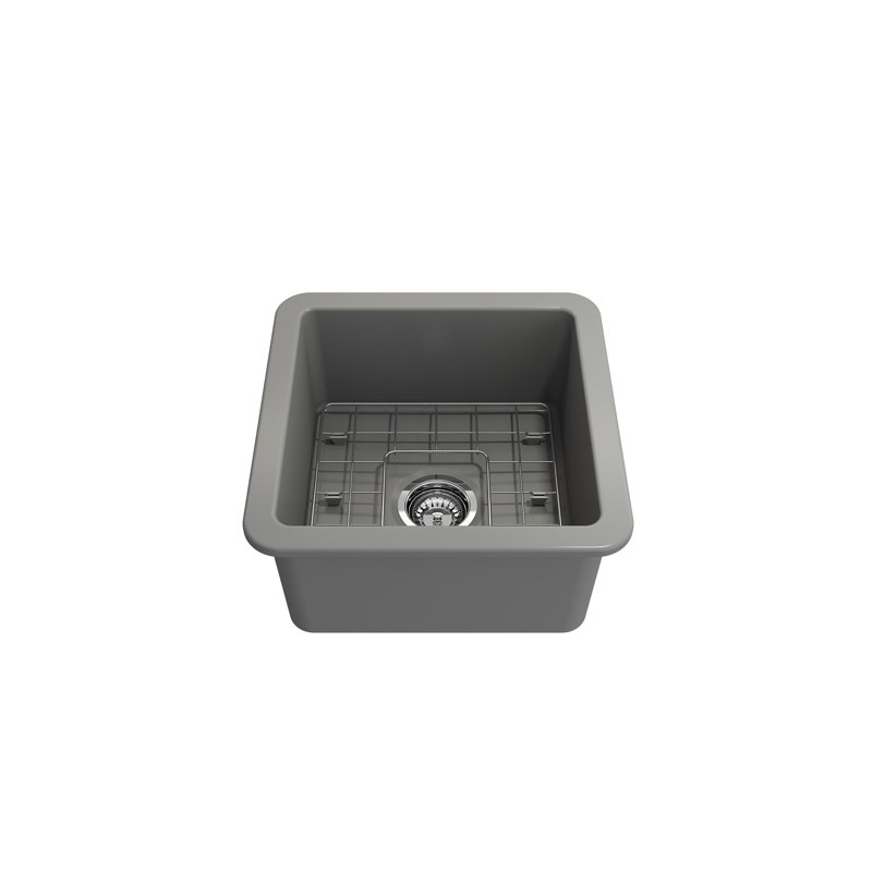 18'' L Fireclay Kitchen Sink, Matte Gray