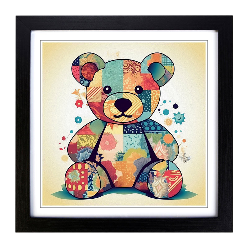 Teddy Bear Graphic Art - Framed Print, Black