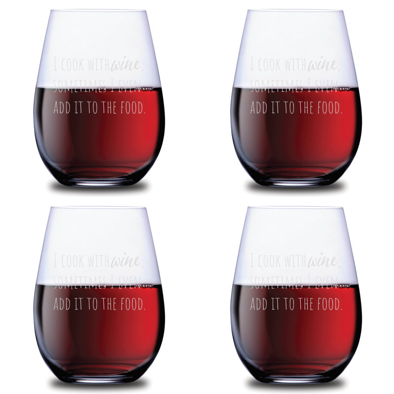 «I Cook With Wine Some Parfois I Add It To The Foood - 4 pièces 21 oz. Ensemble de verres à vin sans pied