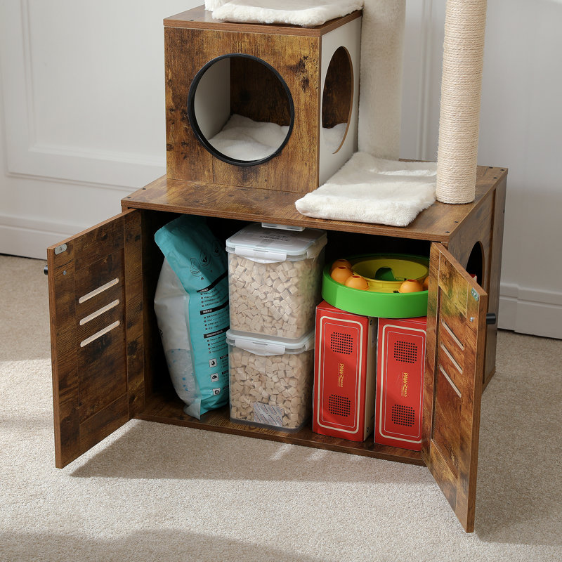 Emrynn 50'' H Cat Tree, Rustic Brown/Beige