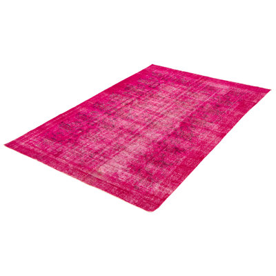 Nathaneil One-of-a-Kind 6'4" X 9'6" 2000s Wool Area Rug in Dark Pink