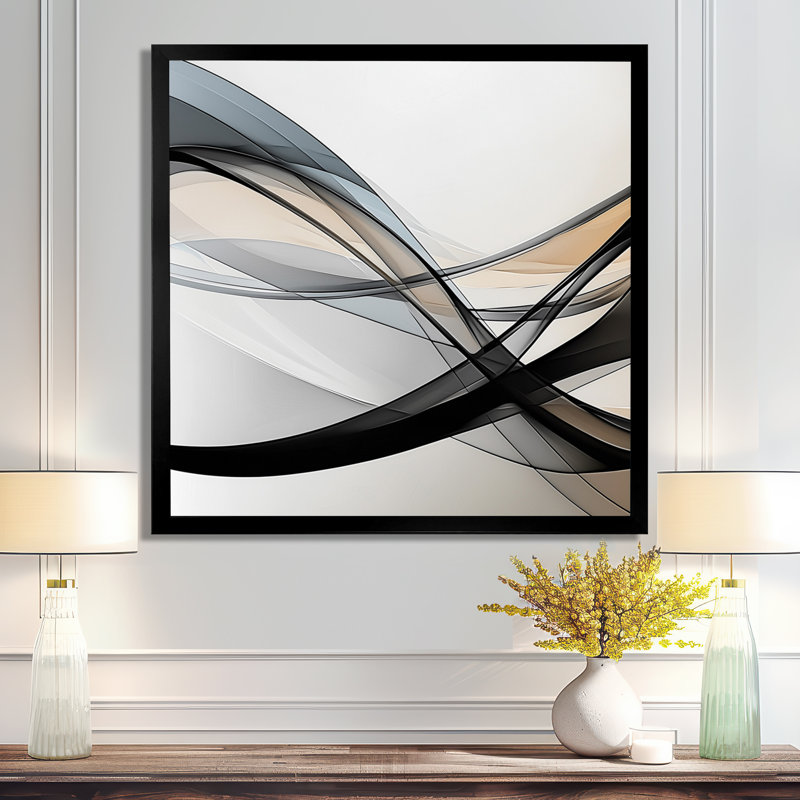 Minimal Geometric Rift III - Abstract Minimalisme, art mural, H 30 po x l 30 po, Noir