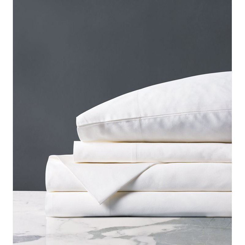 Fresco Egyptian Cotton Sateen Sheet Set, Full Sheet, Fitted Sheet + 2 Pillowcases, White