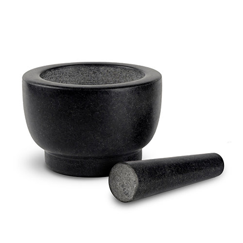 Black Granite Pestle & Mortar With Base