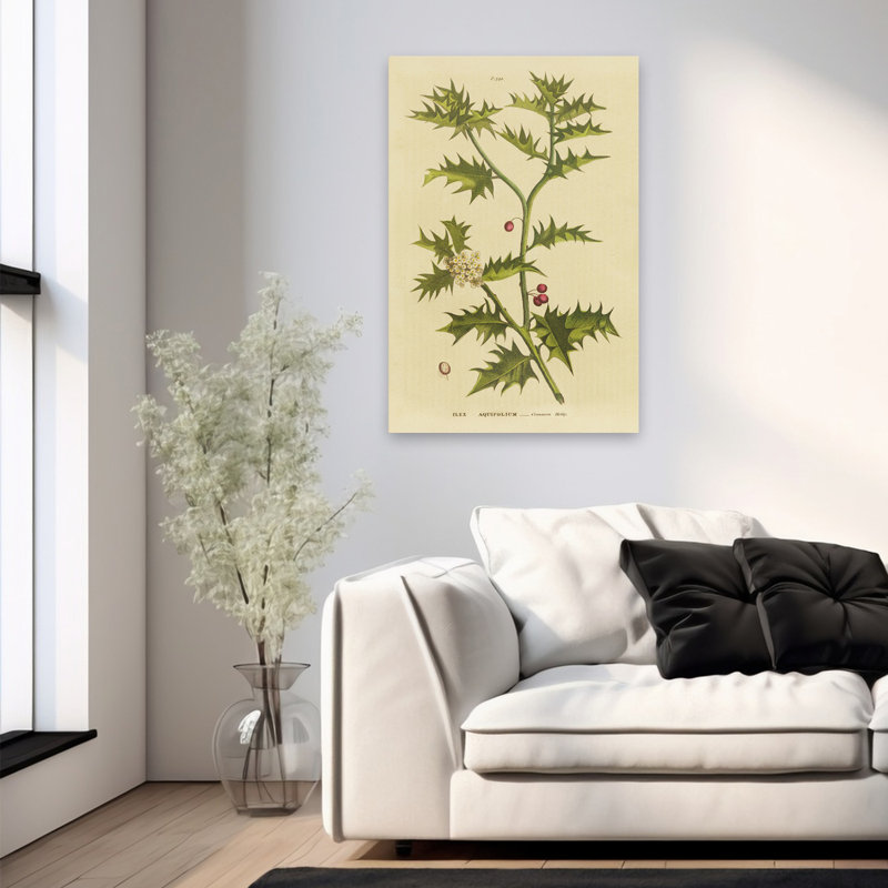 Herbal Botanical XXV III - Baies, tableaux botaniques, houx, art, H 36 po x l 24 po