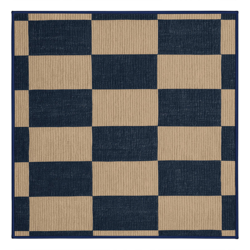 Machine Washable Checkered Gray Area Rug, Square 5'