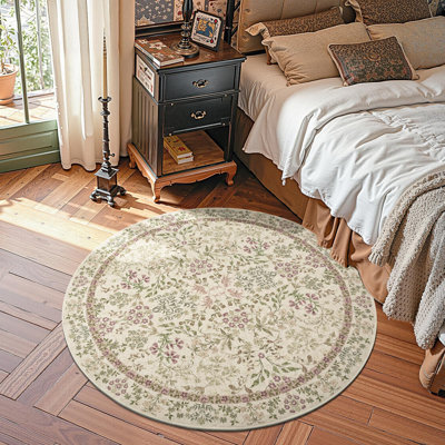 Floral Machine Washable Area Rug