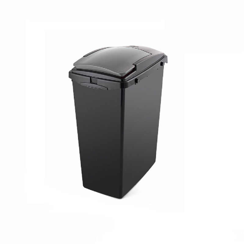 Plastic Manual Lift Kitchen Trash Can - 40L, Eco Black
