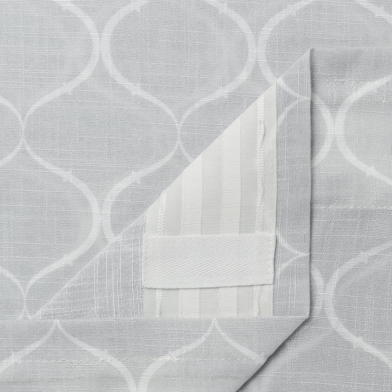 Dato 2-Panel Print Soft Textured Light Filtering Curtain - 3-In-1 Back Tab, Rod Pocket, Ring Tab, Silver, 52" W x 108" L