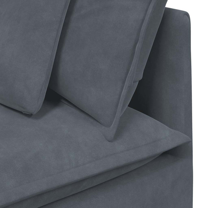  Canapé modulaire en velours gris foncé (100% polyester) en forme de L modulaire