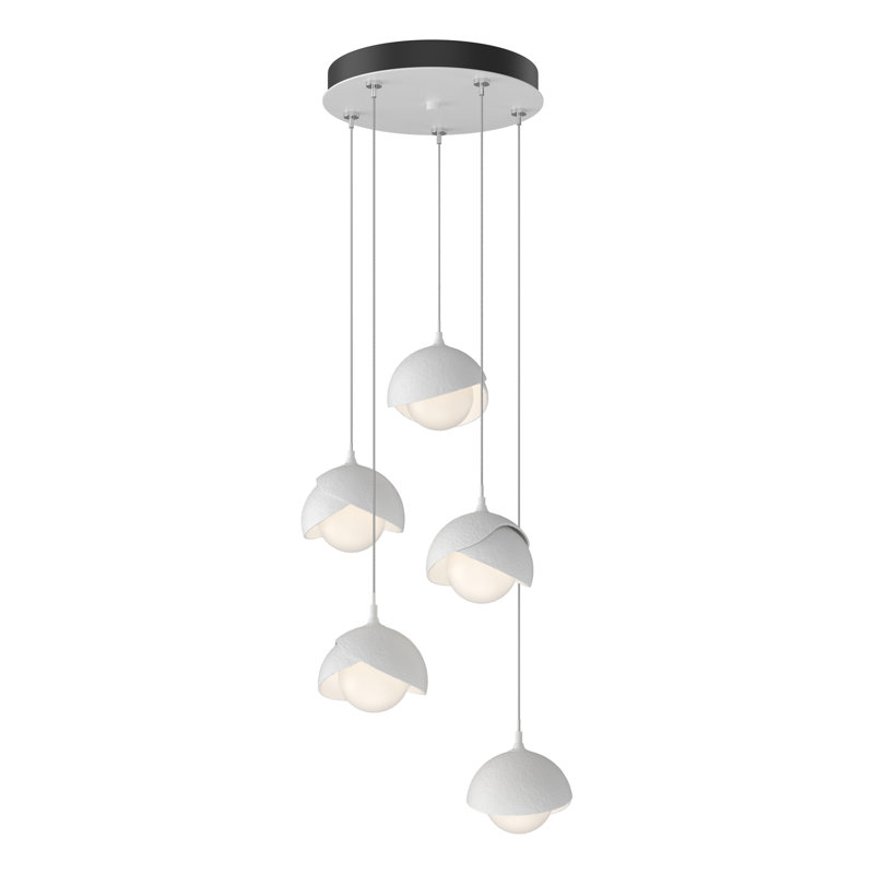 Brooklyn 5 - Light Cluster Geometric Pendant, White, Standard: 15" to 80", White