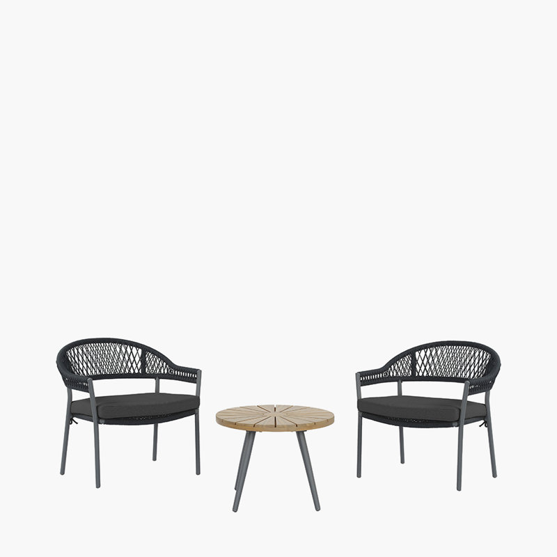 Taopi 2 - Person Acacia Patio Dining Set with Round Table , Cushions Included