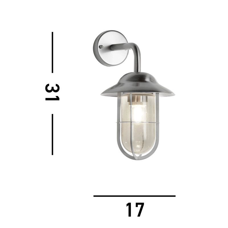 Henriet 31cm H Outdoor Barn Light, Satin Silver