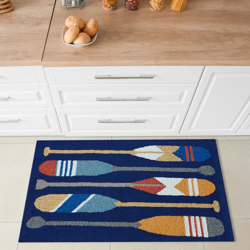 Jennette No Pattern And Not Solid Color Polyester Kitchen Mat, Rectangle 2' x 3'