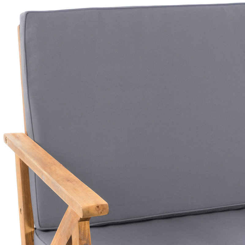 Ensemble de conversation d'extérieur 4 pièces - bois, tissu imperméable, avec, 2 fauteuils club et table basse, coussins en tissu pour installation dans la cour, amusant