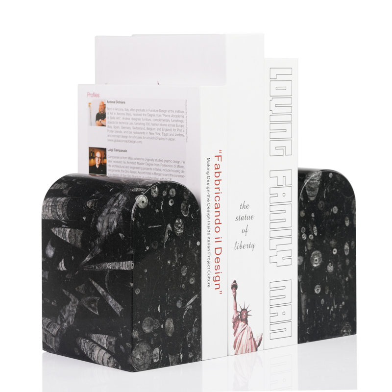 Serre-livres en marbre naturel, ensemble de 2, Noir