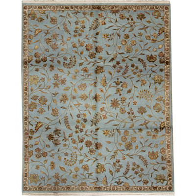 Tapis bleu clair et ivoire noué à la main de haute qualité