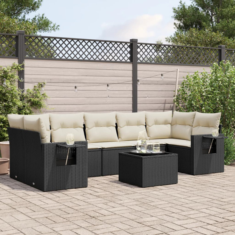 Vidaxl Garden Sofa Set PE Rattan Large Adjustable Feet