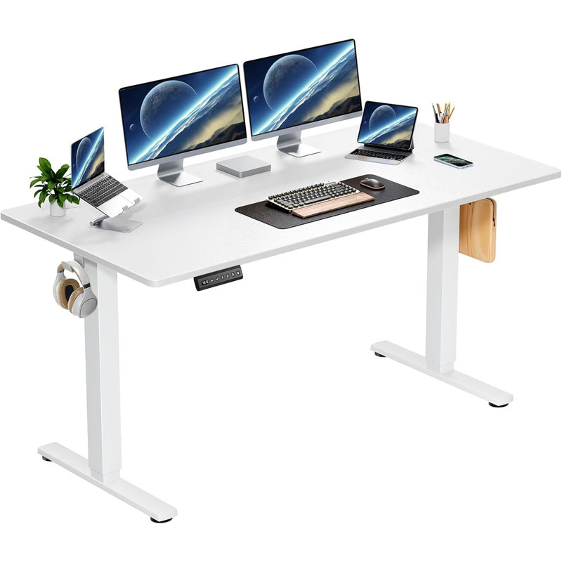 Electric Standing Desk, Memory Controller Height Adjustment Ergonomic Computer Table for Home Office, White