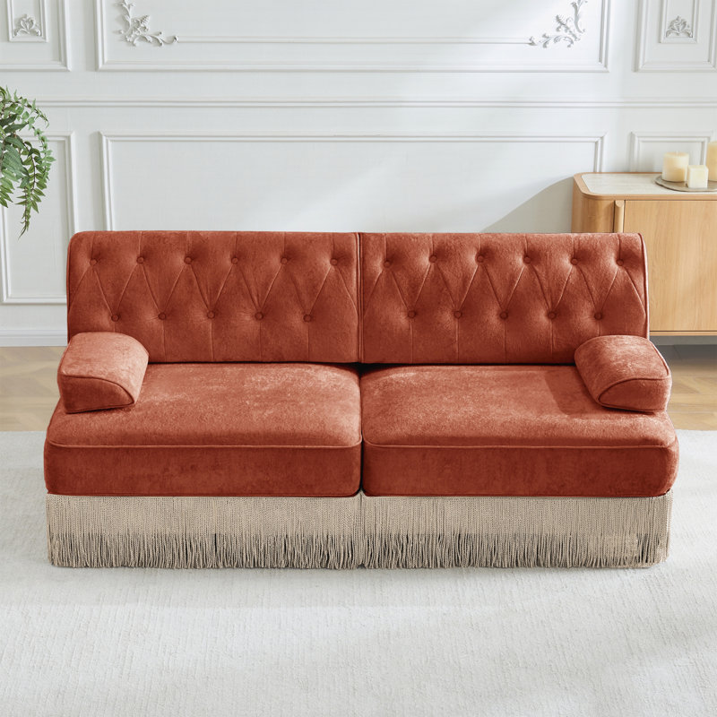 Canapé Chesterfield, Rouge / Brun