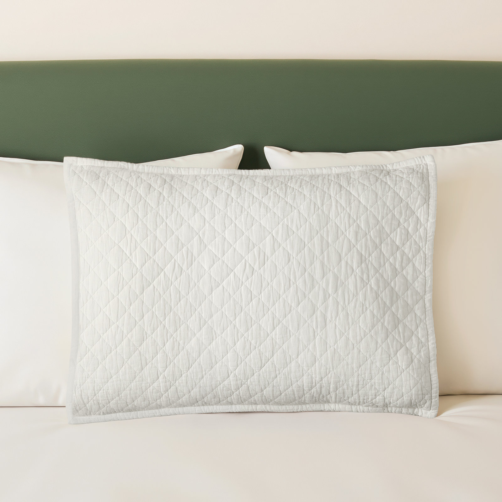 Jeffen Linen Blend Sham Set, White, Standard/Twin