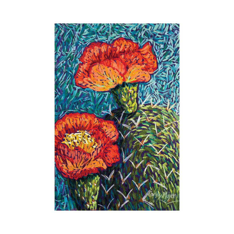 Figue de barbarie en orange, H 40 po x l 26 po x P 1,5 po, Toile tendue