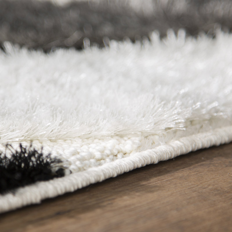 Tapis ivoire/gris en polypropylène poils longs  Callensburg, Rectangle 4 pi x 6 pi
