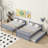 Full Over Full Rubber Wood Bunk Bed With Trundle, Ladder And Guardrails, Convertible To 2 Full Size Beds, With Twin Size Trundle,Grey