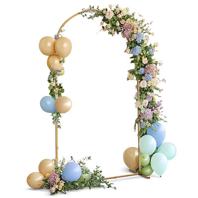 Support de fond en forme de voûte de mariage en métal doré 7,2 pi, support de fond en forme de ballon pour les fêtes