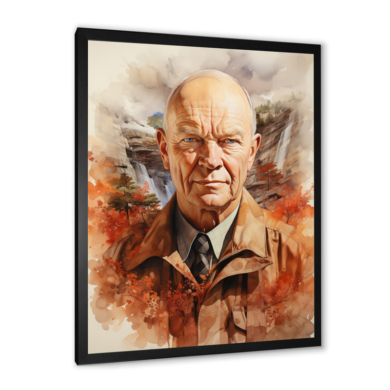Impression sur toile président / président Dwight D. Eisenhower, Cadre photo noir, H 40 po x l 30 po x P 1,5 po