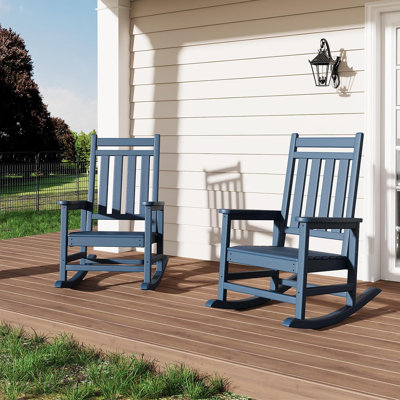 Chaise berçante pour l'extérieur, ensemble de 2 chaises berçantes surdimensionnées en PEHD toutes saisons pour l'extérieur, chaise berçante à haut dossier pour adulte