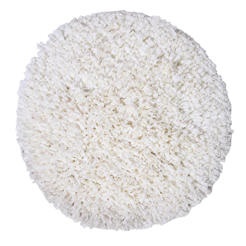 Tapis décoratif de Ivoire à poils longs fabriqué à la main vandt, Rond 3 pi