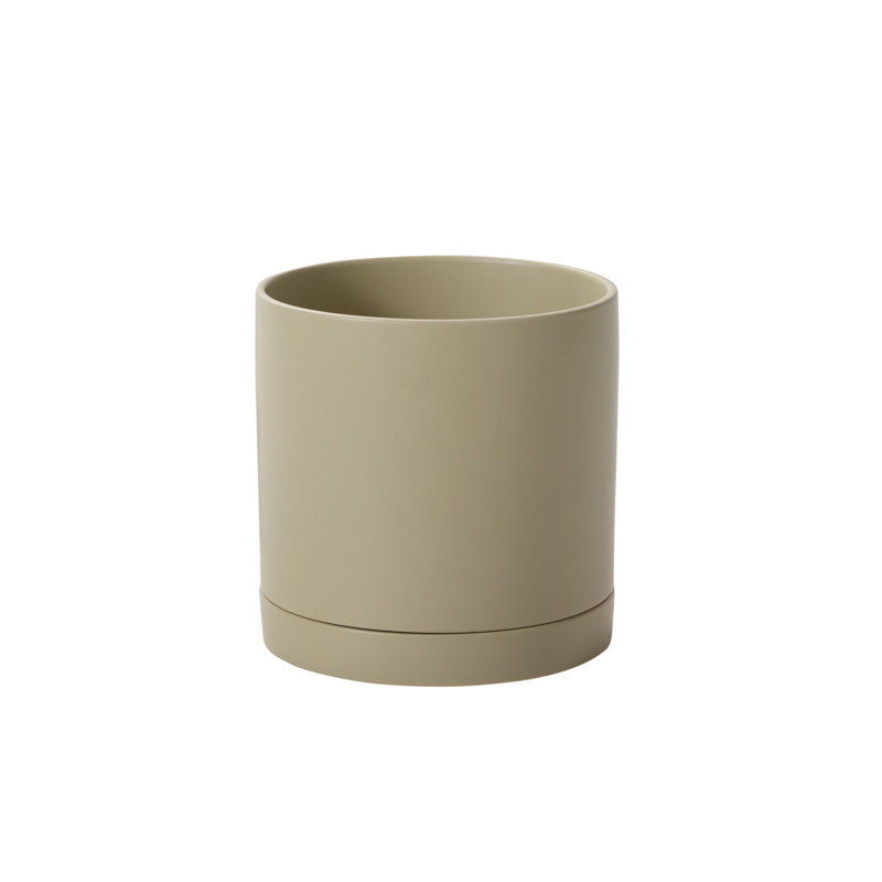 Pot neutre avec soucoupe Swerve, Gris clair, H 10 po x l 10 po x P 10 po