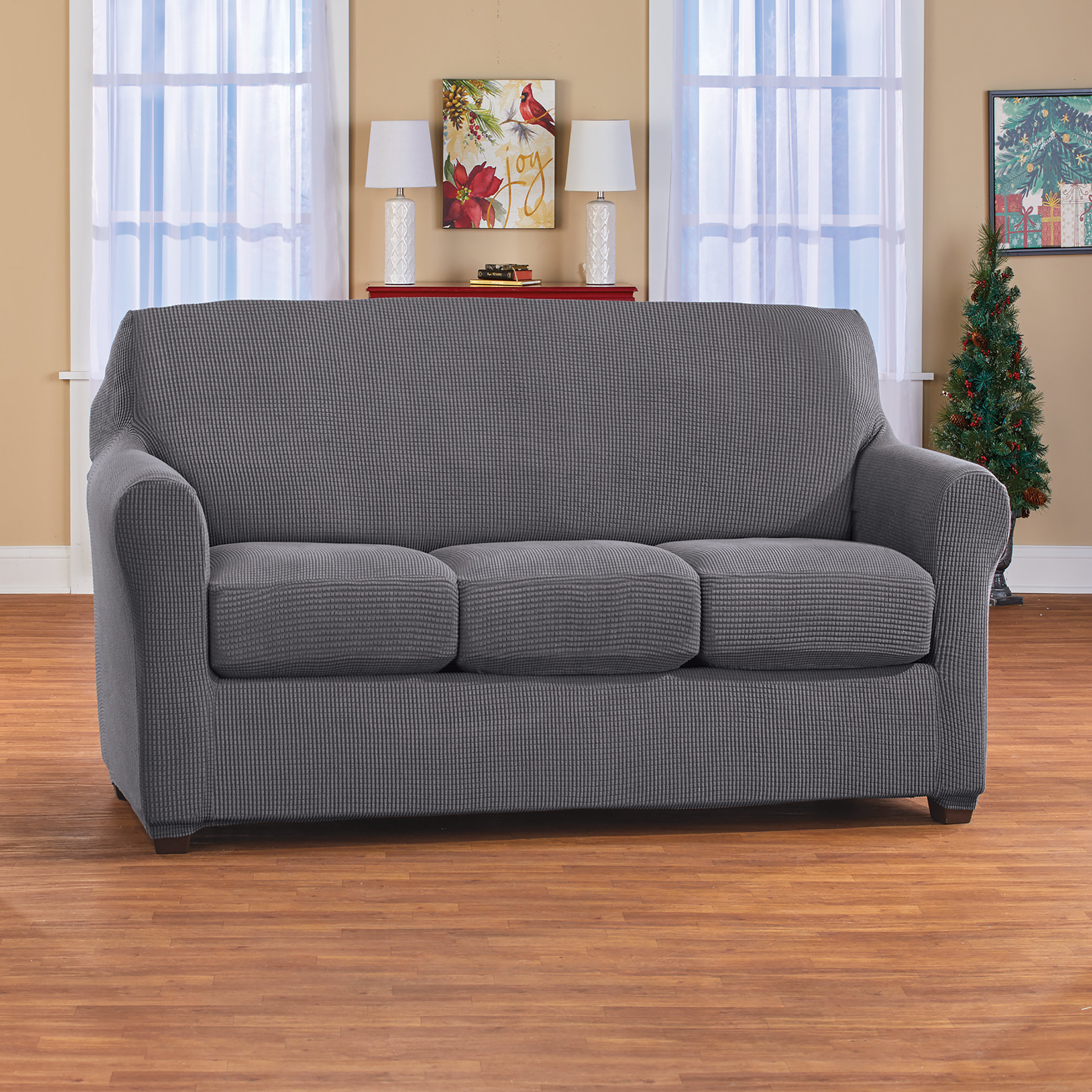 Ebern Designs Box Cushion Loveseat Slipcover | Wayfair