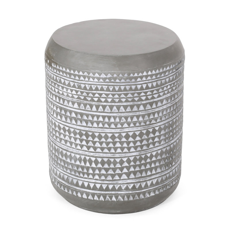 Lightweight Concrete Patio Side Table - Bohemian Flair. , Portable. No Assembly. 18.07" Height. White & Versatile. Assembly Required. 15.09"X15.09"X18.07