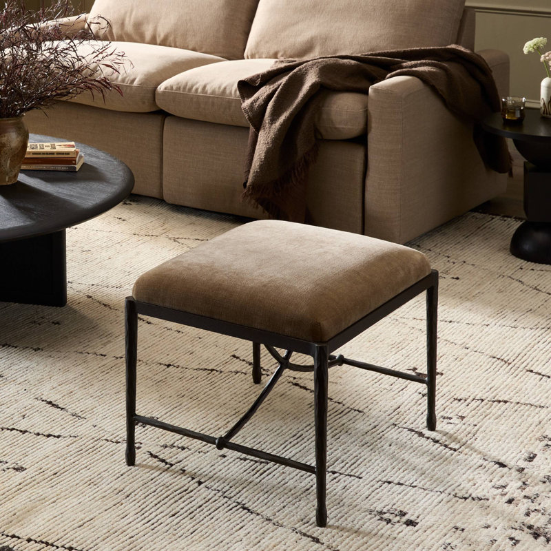 JADE Upholstered Accent Stool, Altair Mushroom