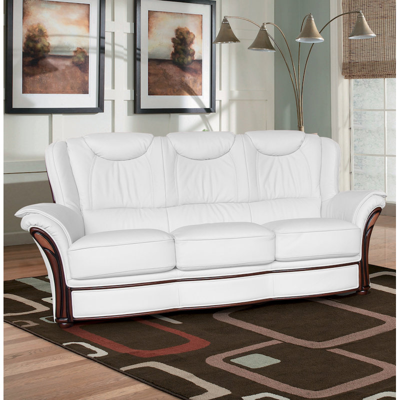 Higbee Faux Leather Sofa, White