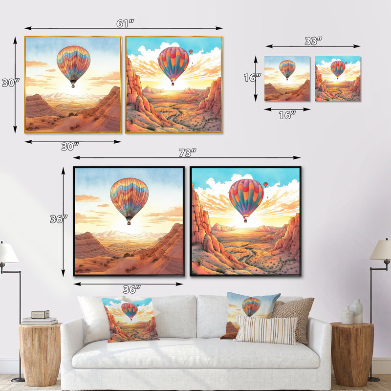 Montgolfière flottante Dessert Dreamscape - ensemble de 2 montgolfières carrées, Cadre flottant noir, H 16 po x l 33 po
