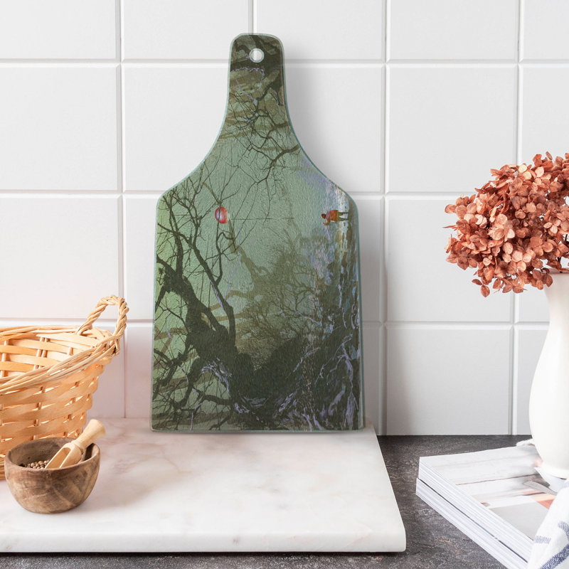 Ambesonne Fantasy Tempered Glass Cutting Board Tree Branch in Forest Brown