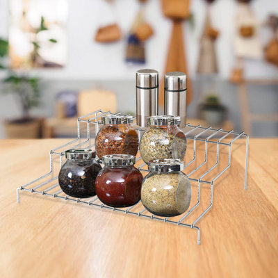 Support à épices à 3 niveaux pour la cuisine | Étagère de cuisine autoportante | Étagère polyvalente en métal | Gain de place, pour comptoir de cuisine et armoire