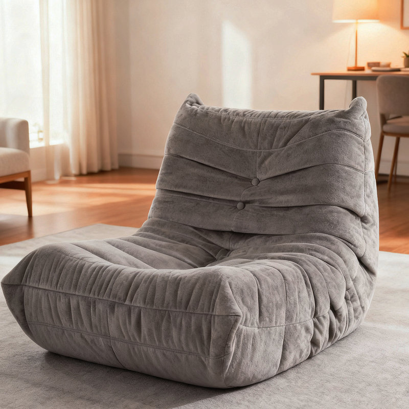 Chaise d'appoint de luxe capitonnée à boutons capitonnés gris, mobilier de salon 1pc, Gris