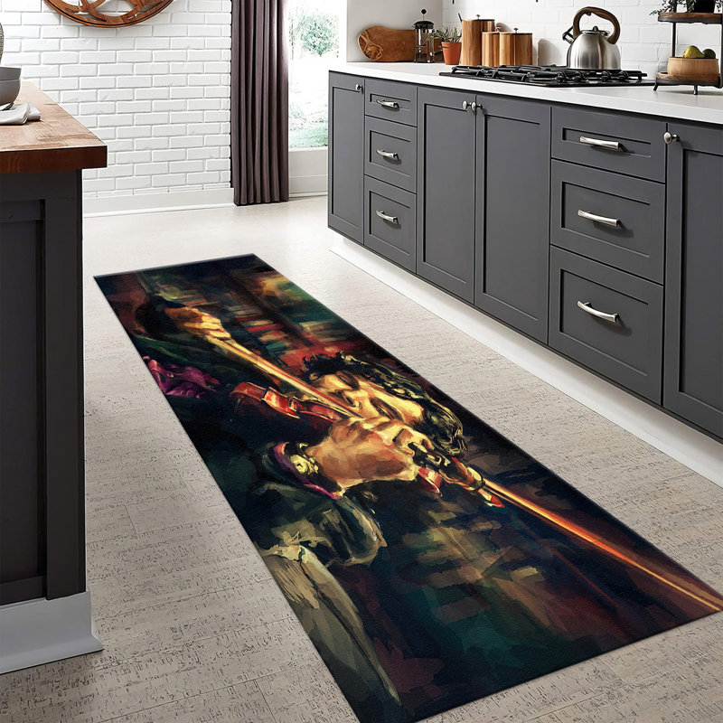 Abstract Artistic Printed Rug Made from Non-Woven Thin Material with Vibrant Hues and Intricate Detailing Ideal for Adding a Contemporary Touch to Any Room