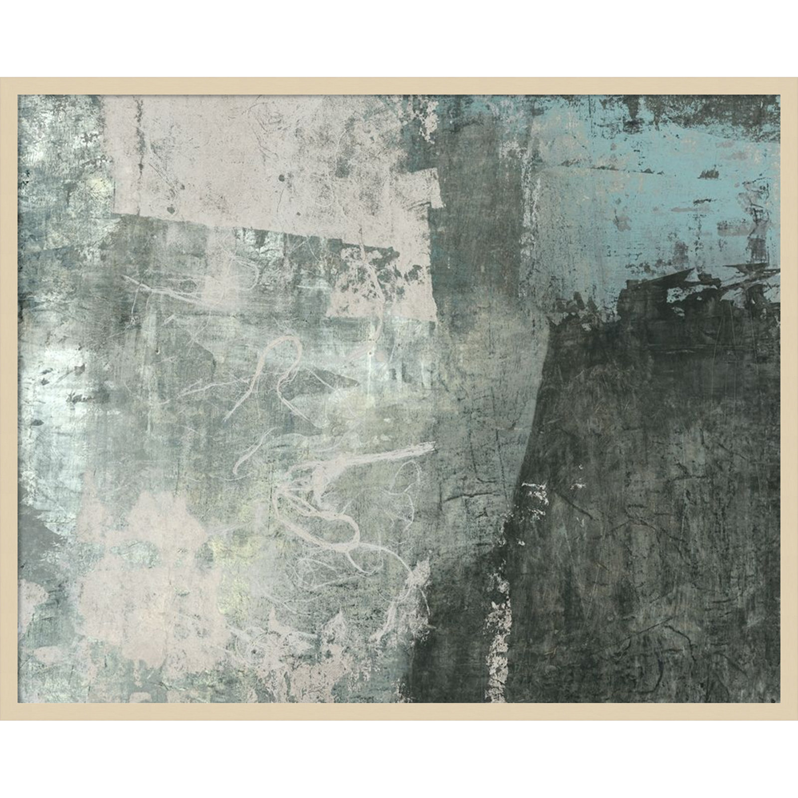 Fresno "Black and Grey and Blue I" Print, 33" H x 41" W, Brown
