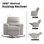 Fauteuil inclinable pivotant à bascule Anabella surdimensionné en velours avec support pour téléphone, fauteuil inclinable à bascule extra épais et rembourré, fauteuil lounge capitonné, beige, beige-1480567558-1473385190