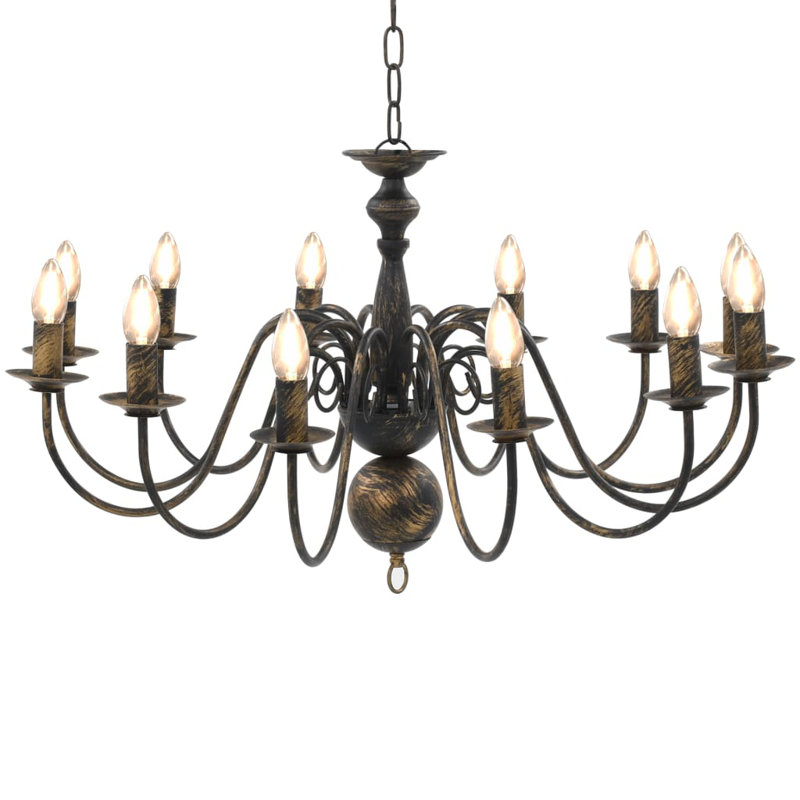 Cheeks 12 - Light Candle Style Chandelier, Black