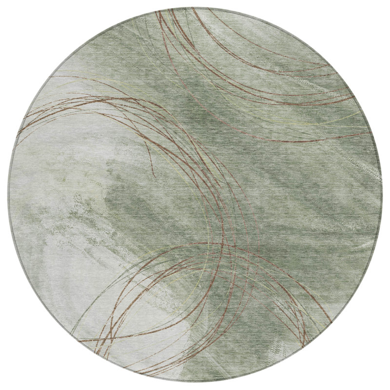 Machine Washable Indoor/Outdoor Chantille ACN2396 Abstract Rug, Round 8'