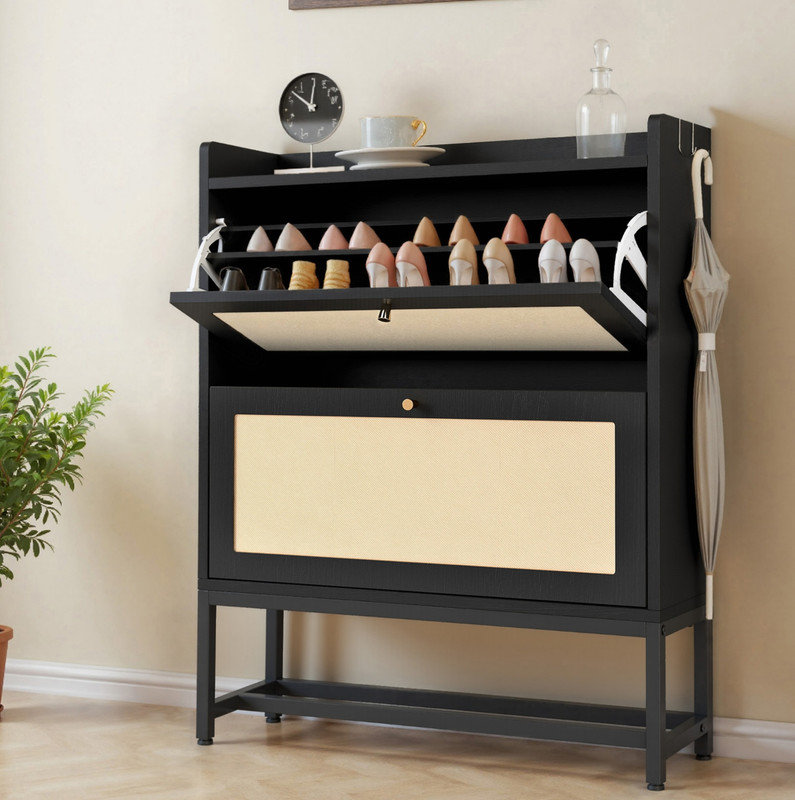 Armoire de rangement pour chaussures Slim, Noir